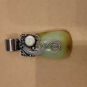 Peruvian Sterling Silver and Green Pendant Necklace